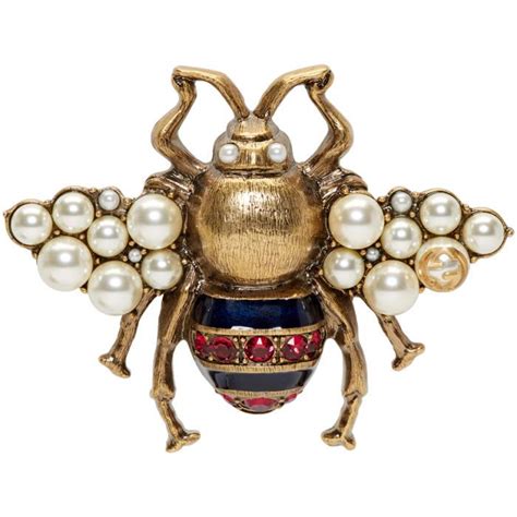 gucci bee brooch with crystals and pearls|gucci brooch dupe.